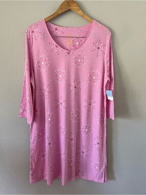 Simply Basic Sleepwear Pink Cotton Nightshirt Size 14-18 NWT